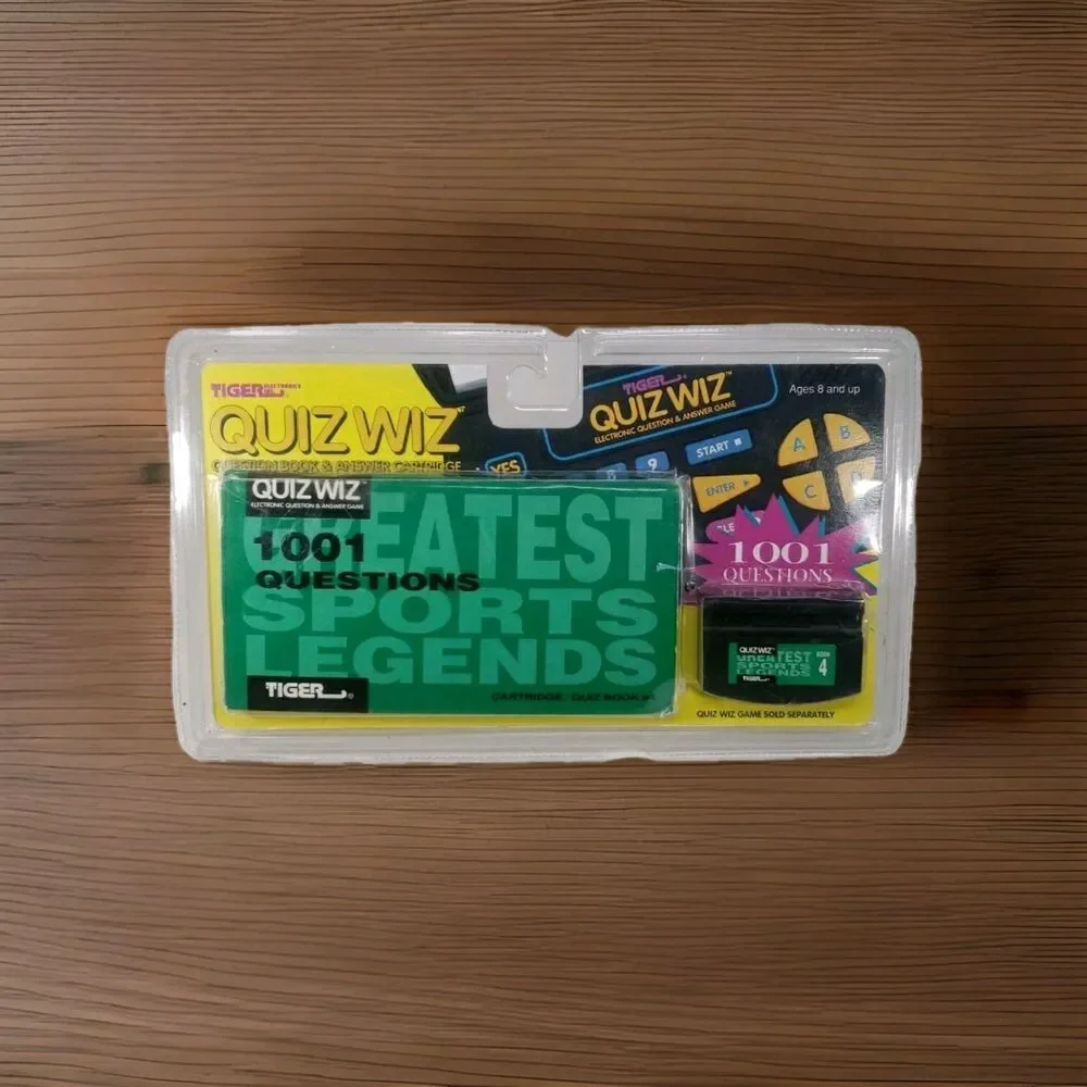 VTG Tiger Quiz Wiz 1001 Questions Greatest Sports Legends Cartridge & Book 4